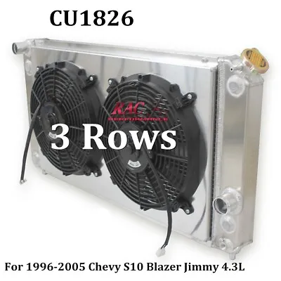 3 Row Aluminum Radiator Shroud Fan For 1996-2005 Chevy S10 LS Swap SS ZR2 4.3 V6 • $195