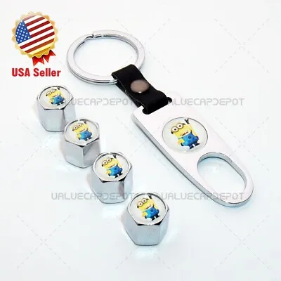 Universal Car Wheel Tire Valve Dust Stems Air Caps Keychain Minions Logo 3 • $25.90