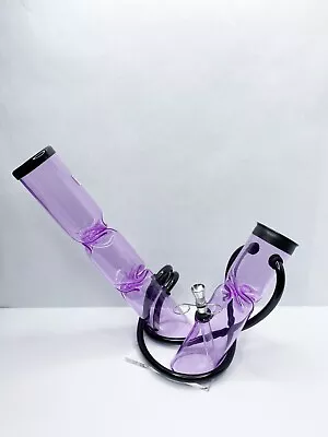 Acrylic Purple 2 Chamber Ice Catcher Hookah Water Pipe Bong With Slider Bowl USA • £52.98