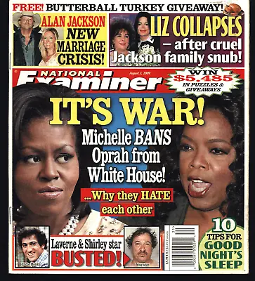 National Enquirer Tabloid Aug. 3 2009 Obama Vs Oprah Liz Taylor Michael Jackson • $5.95