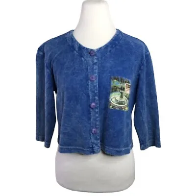 Michael Leu Collection Cropped Jacket XS Blue Fountain Made In USA Art To Wear • $21.99