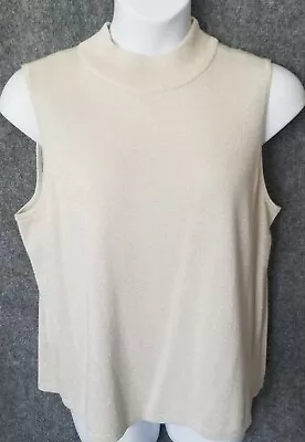 Preston & York Sleeveless Mock Turtleneck Knit Top Womens Size 2X  Beige Career • $14.98