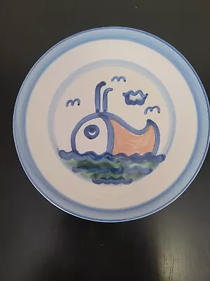 MA Hadley Pottery 7.75   Plate  Ship And Whale  Whale #2 • $16.95