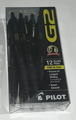 12 PILOT G2 BLACK 0.7mm Fine Premium Gel Roller Retractable Pens Black Ink - NEW • $14.97