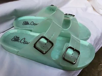 Ella Cruz Operlesent Light Green Uk Size 6.5 Pair Plastic Jelly Sandle Flip Flop • £29.95