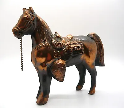 Vintage Copper Colored Finish Metal Carnival Prize Horse W/Saddle • $14.99