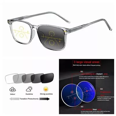 Multifocal Progressive Acetate Square Transition Photochromic Reading Glass • $25.99