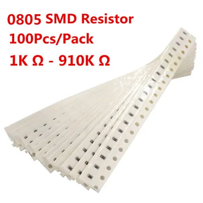 100Pcs 0805 SMD Resistor Resistors 1K - 910K  Ohm KΩ 1% 1-910  KΩ  • $2.74