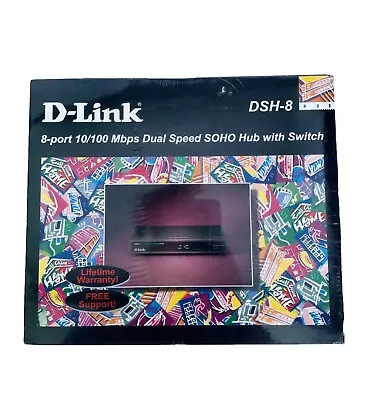 D-Link DSH-8 10/100Mbps Dual Speed SOHO Hub With Switch 8-Port New • $46