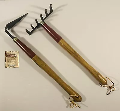 Vintage LADY GARDENER HAND RAKE (14-1/2  6 Tines) And SOIL KNIFE (16-3/4 ) SET • $34.95