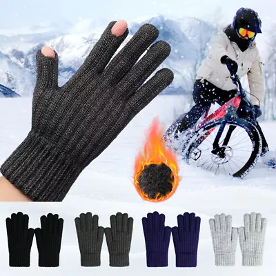 Thermal Windproof Knitted Fingerless Winter Gloves Touch Screen Warm Mittens Men • $8.49