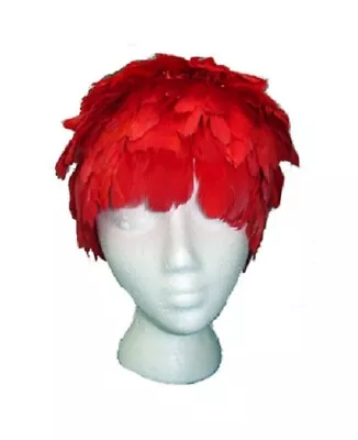 RED Chandelle Feather Wig For Hat Society Party Costume Or Parade ~ One Size  • $7.25