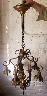 Antique Chandelier Hanging Light Fixture Renaissance Midieval Gothic • $275