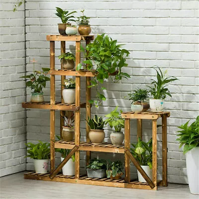 Wood Flower Display Plant Stand 5 Tier Corner Shelf Storage Rack Indoor Outdoor • £23.92