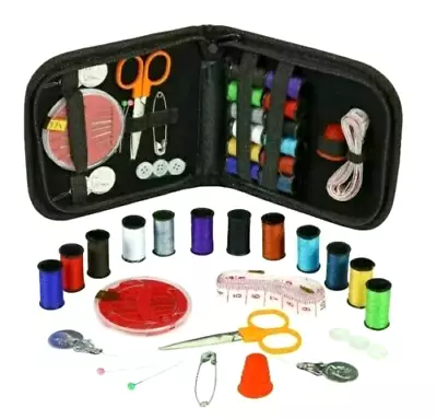 Portable Travel Home Sewing Zipped Bag Needle Thread Scissor Set 36 Piece Set • £3.85