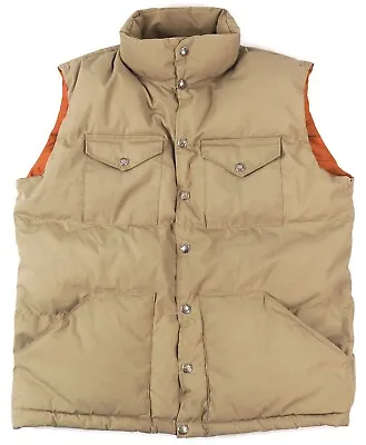 Vintage 1970s Down Puffer Vest M THE NORTH FACE Brown Label Quilted Western Tan • $124.99