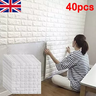 £8.99 • Buy 3D Large Self-adhesive  Tile Brick Wall Sticker Waterproof Foam Panel Wallpaper
