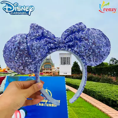 Minnie Mouse Ears Headband Disney Anniversary Rare Blue Sequins Bow Edition • $17.35