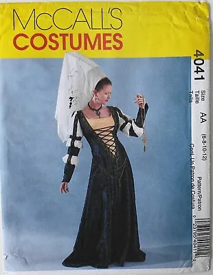 McCalls 4041 Misses Medieval Gown Hat Costume Sewing Pattern Sz 6-12 • $4.99