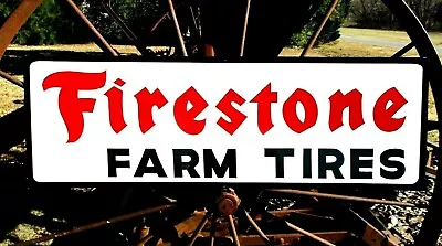  Vintage Hand Painted FIRESTONE FARM TIRES Motor Dealership Sign Gas Oil Bl Trim • $125