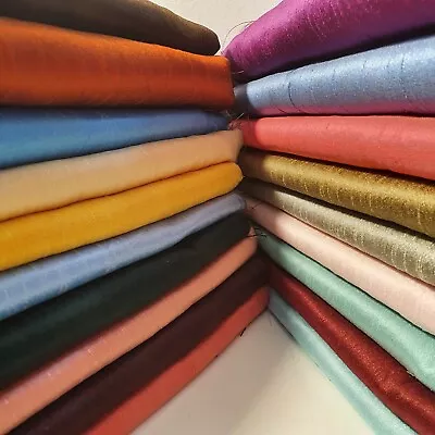 £5.99 • Buy Raw Silk Faux Dupion Fabric 100% Polyester Craft Bridal Dress Material 44 