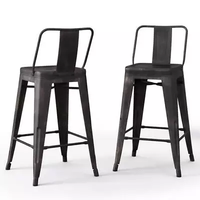 Simpli Home Counter Height Stool 24  Metal Distressed Black Finish (Set Of 2) • $128.19