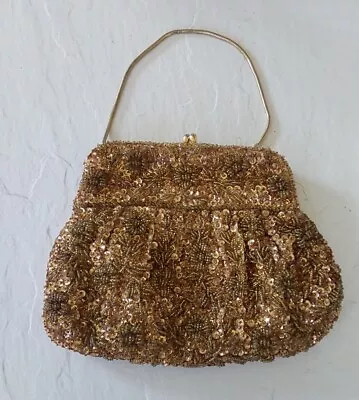 Vintage Evening Purse Gold Beaded • $8