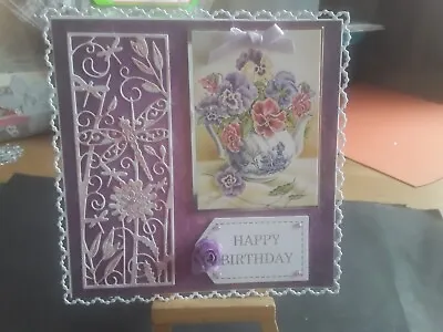 £2.49 • Buy Handmade Birthday Card Topper, Flowers, Sentiment, Stickles, Ink.