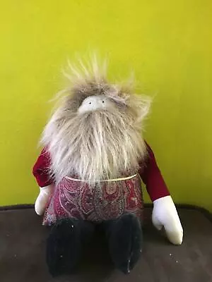 VINTAGE Stuffed MUSIC BOX Jingle BELS Santa LEDGE SITTER Doll Weighted BURGUNDY • $24.92