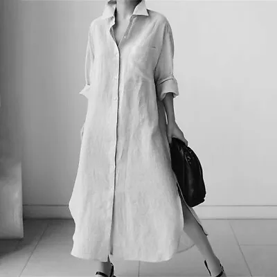 $99.95 • Buy Ladies ZARA M Pure LINEN White Longer Shirt Dress Coat Jacket $199 RRP