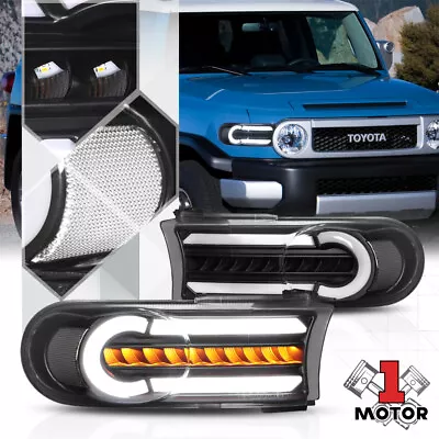 Black/Clear LED DRL [SEQUENTIAL SIGNAL] Bumper/Corner Light For 07-14 FJ Cruiser • $89.96