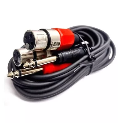 2 X XLR FEMALE TO 2 X 6.35mm 1/4  MONO JACK -  3 METRES • £6.95