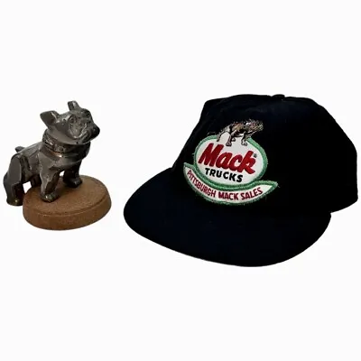 Mack Truck Bulldog Hood Ornament And  Ball Cap-Hat Vintage Bundle • $92.65