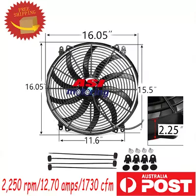 16  16 Inch 12V Radiator Push Pull Electric Cooling Thermo Fan + Mounting Kit • $64.95