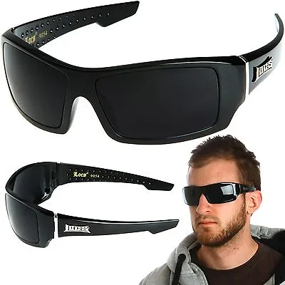 LOCS Rectangular Gangster Black Shades Mens Designer Sunglasses Cholo Dark Lens • $9.95