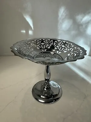 Vintage Retro Farber Brothers Ornate Chrome Compote Serving Bowl • $14