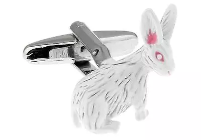 Bunny Rabbit Pair Cufflinks Wedding Groom Dad Fancy Gift Box & Polishing Cloth • $17.76