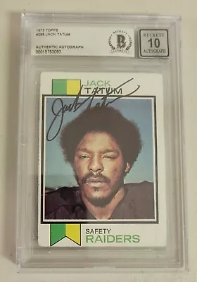 Jack Tatum Signed 1973 Topps #288 Rookie Beckett Encap Auto 10 Oakland Raiders  • $299