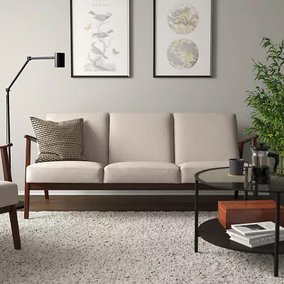 IKEA Ekenaset Scandinavian 3 Seat Sofa - Light Beige - Retro Mid Century • £260