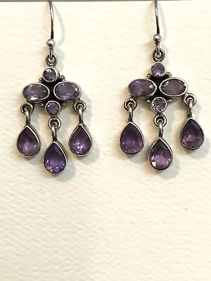 $120 • Buy Sundance Sterling Silver 925 Amethyst Chandelier Earrings Dangle Vintage