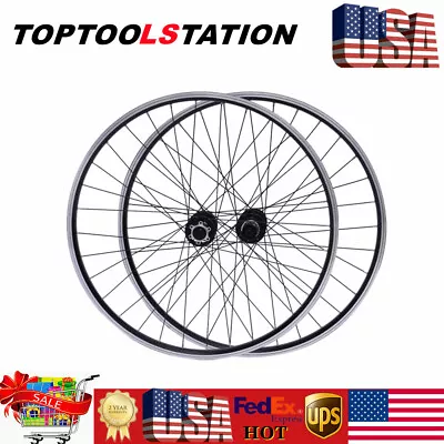 Aluminum Alloy Rim Quick Release Front Rear Black Flat Spokes MTB Wheelset 29  • $89.30