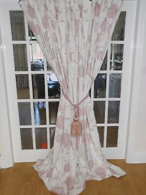 Stunning Bespoke Quality Laura Ashley  Erin Chalk Pink Curtains/ Tiebacks • £140