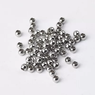 4/5/6/8/10/12mm Stainless Steel Round Silver Loose Metal Beads Wholesale Lots • $3.15