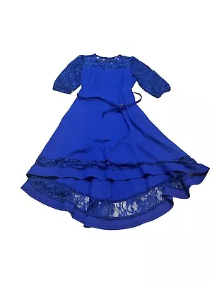 City Chic Womens Blue Mid Sleeve Tied Lace Dress Size XS Good Condition • $40