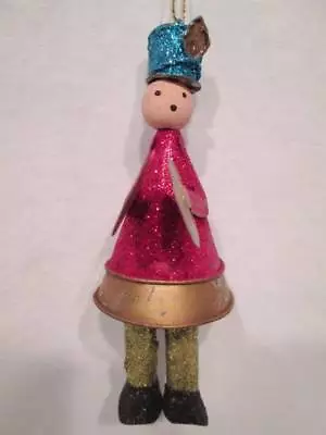 Vintage Christmas Metal Ornament Colored Mica Glitter Marching Band Cymbals • $22