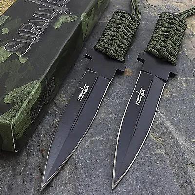 2 X 7  TACTICAL COMBAT FIXED BLADE MILITARY STILETTO KNIFE Hunting Survival • $9.95