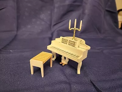 Vintage Lundby Wood Grand Piano Bench And Candelabra Dollhouse Furniture  • $25