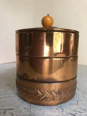 Vintage Copper Stacked Container 3 Level Apple Top Handle Chase-USA • $12.99