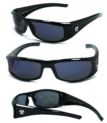 BioHazard Mens Designer Sunglasses Free Pouch - Blk/Blue BZ1 • $16.97