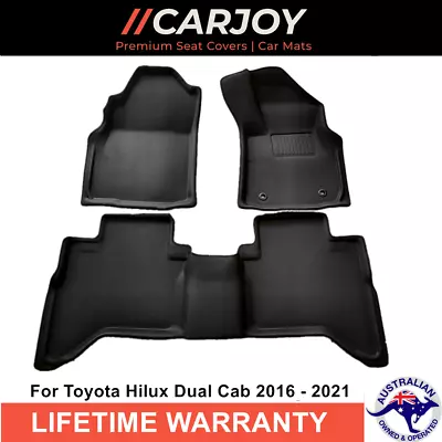 CARJOY®3D TPE All Weather Car Floor Mats For Toyota Hilux Dual Cab 2016 - 2024 • $122.85